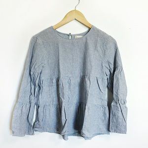 Altar’d State blue striped tiered ruffle blouse